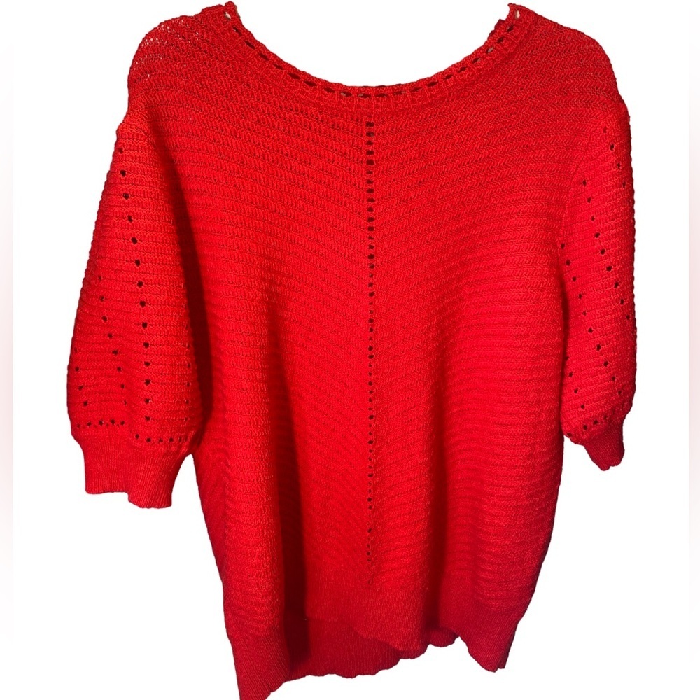 Knox Rose XXL embroidery stitch short sleeve red sweater NWT